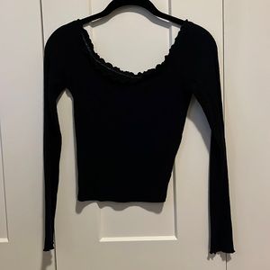 Long sleeve navy blue crop top